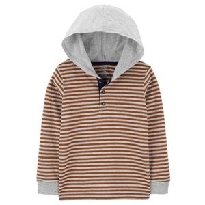 Carter’s Boys Striped Hooded Henley Tee Shirt